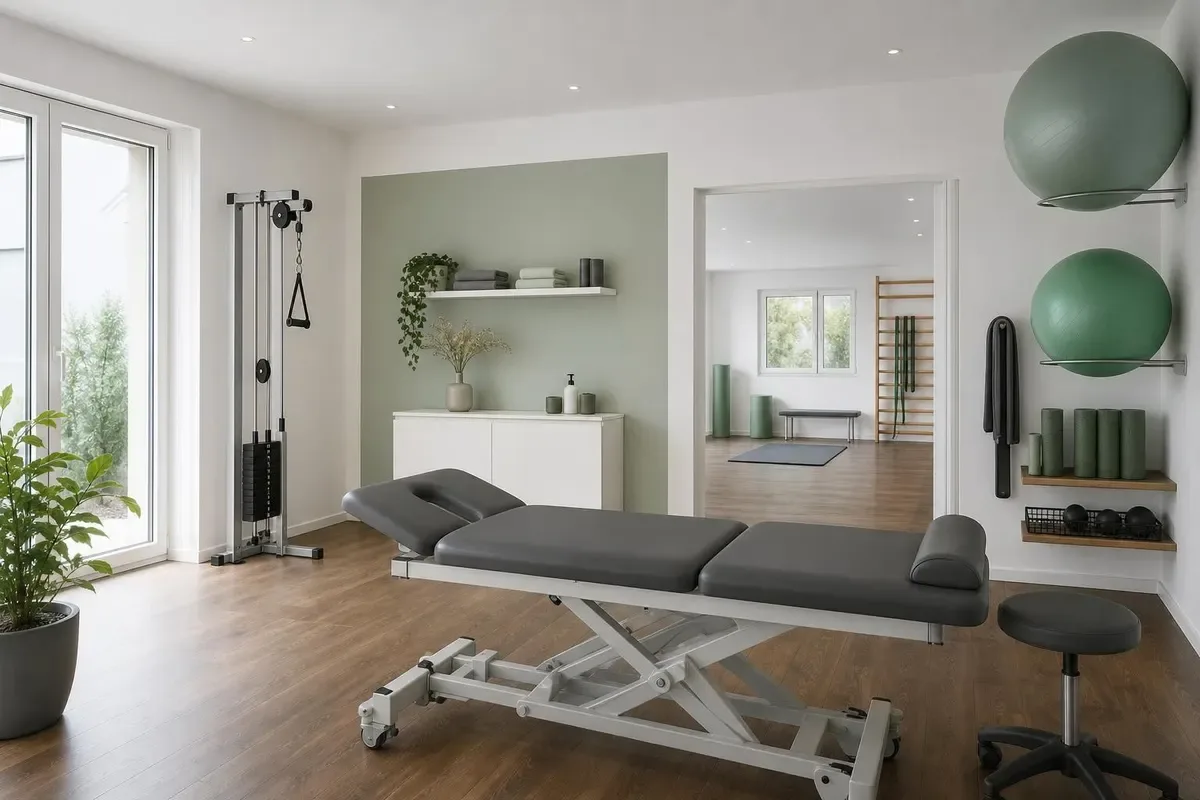 KI-Symbolbild: Physiotherapie- oder Heilmittelpraxis (nicht die angebotene Praxis)