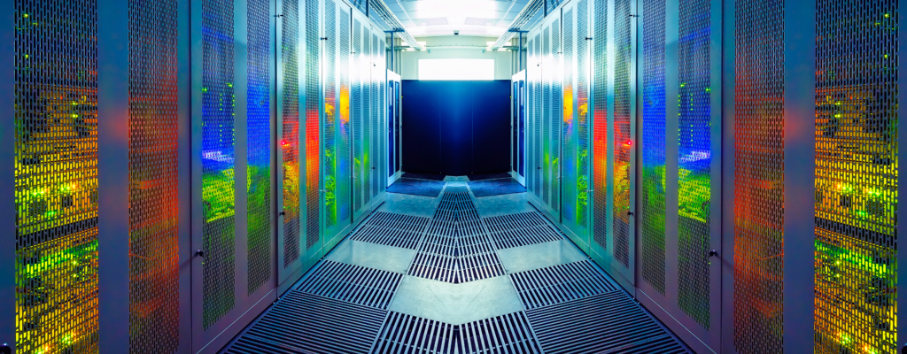 Server room with modern communication and server equipment