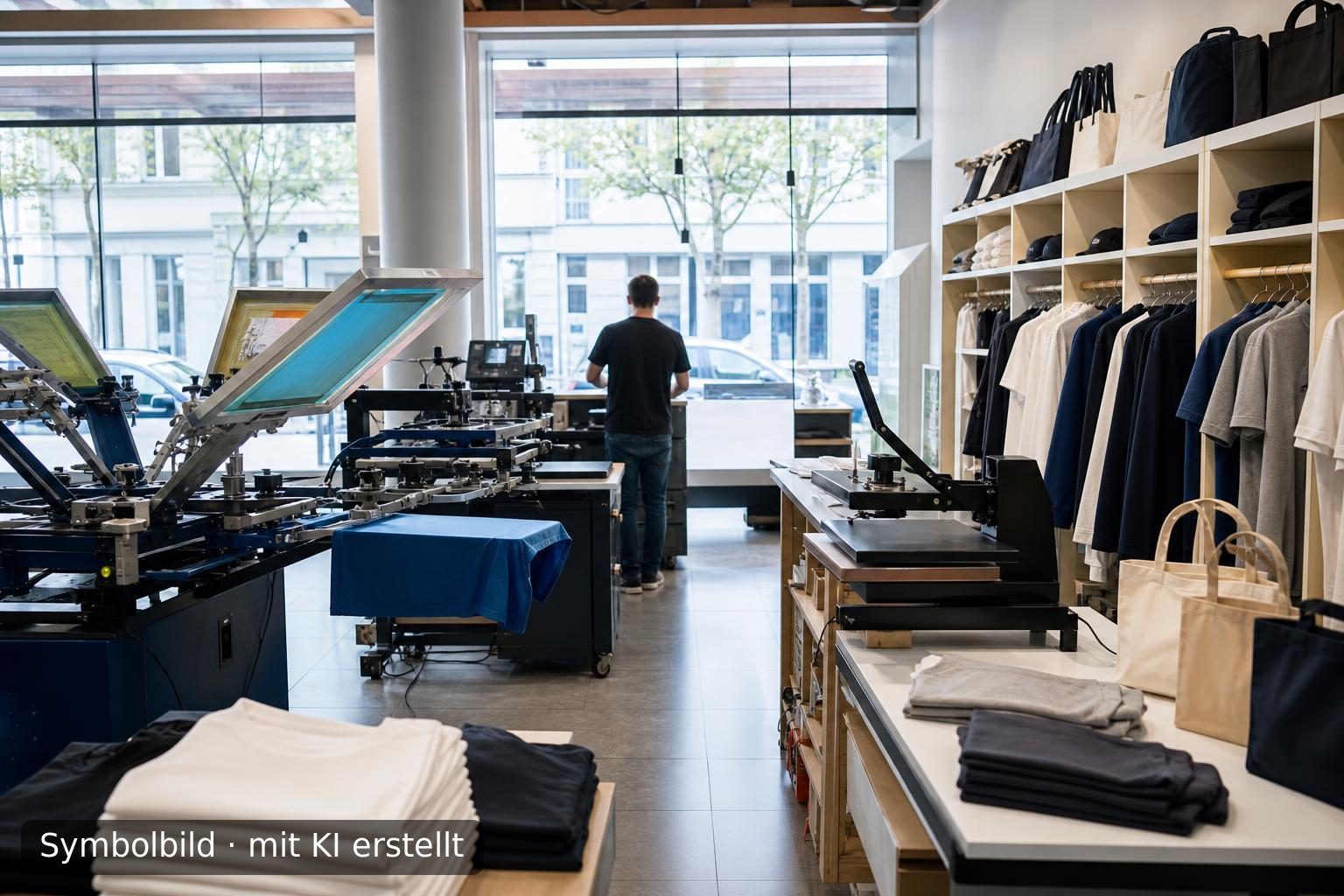 Etabliertes Unternehmen für Textildruck und Werbeartikel in Bochum zur Nachfolge Symbolbild – mit KI erstellt