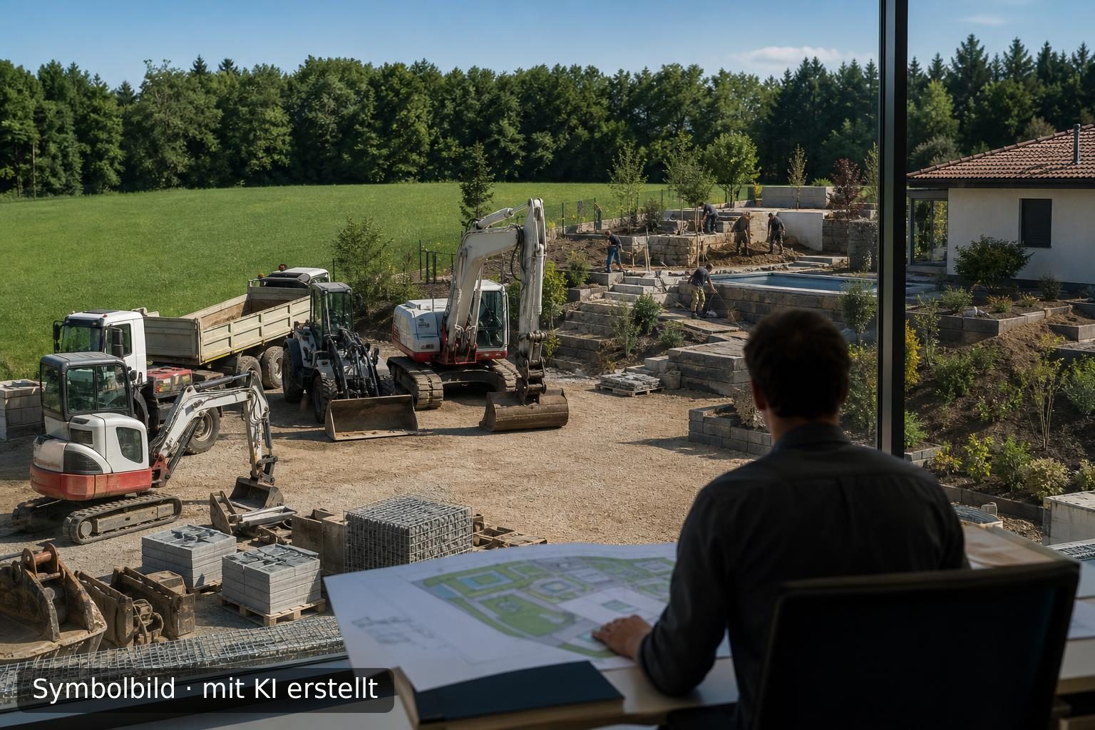 Etablierter Garten- und Landschaftsbaubetrieb im Landkreis Passau zu verkaufen Symbolbild – mit KI erstellt