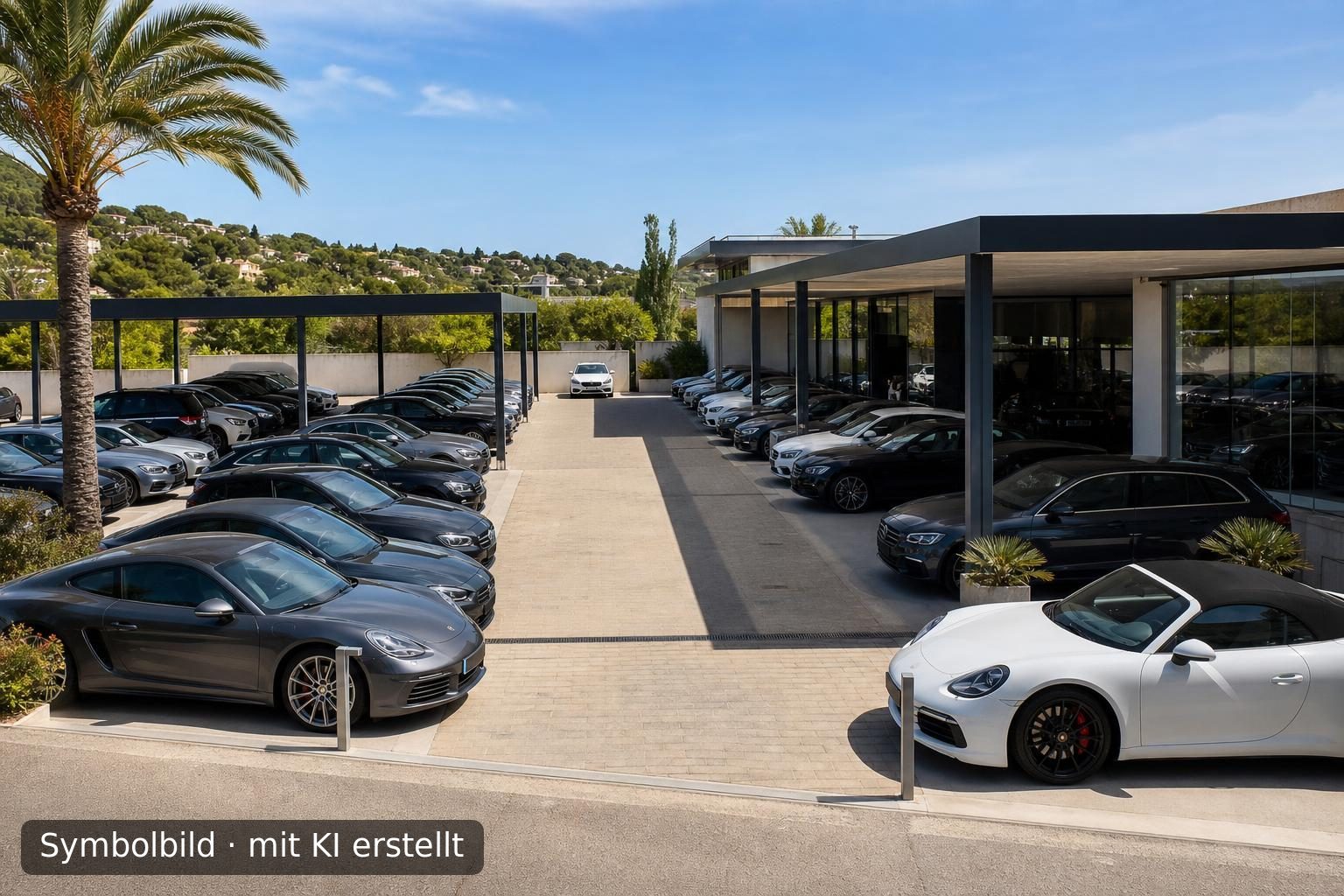 Etablierter Handel mit Premium-Gebrauchtfahrzeugen in der Region Mallorca Symbolbild – mit KI erstellt