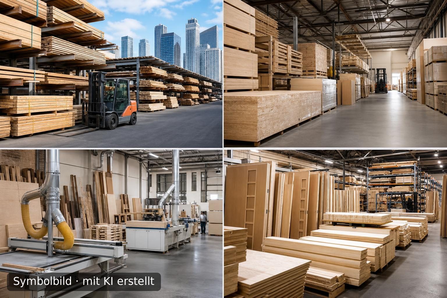 Etablierter Holzhandel und Holzverarbeitung in zentraler Großstadtlage zu verkaufen Symbolbild – mit KI erstellt