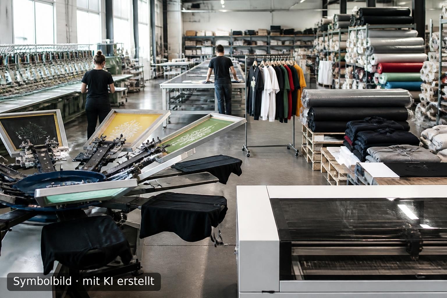 Etablierte Textildruckerei und Stickerei im Rems-Murr-Kreis zum Verkauf Symbolbild – mit KI erstellt