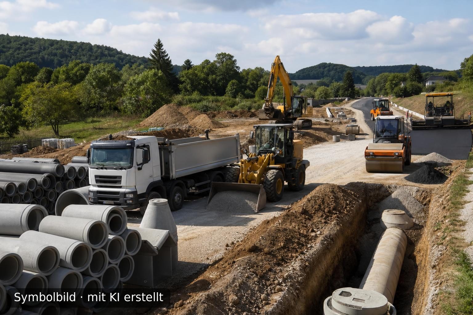 Etabliertes Tief- und Straßenbauunternehmen in Rheinhessen-Pfalz zum Verkauf Symbolbild – mit KI erstellt