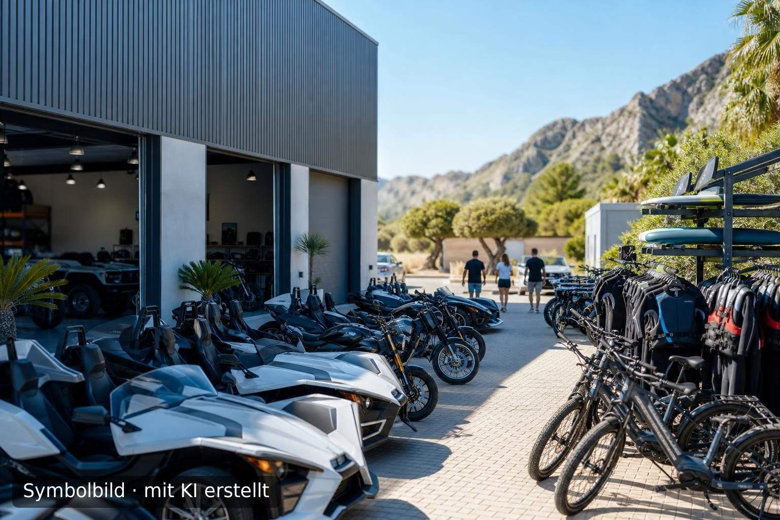 Etablierter Tourenanbieter und Fahrzeugvermietung auf Mallorca zu verkaufen Symbolbild – mit KI erstellt