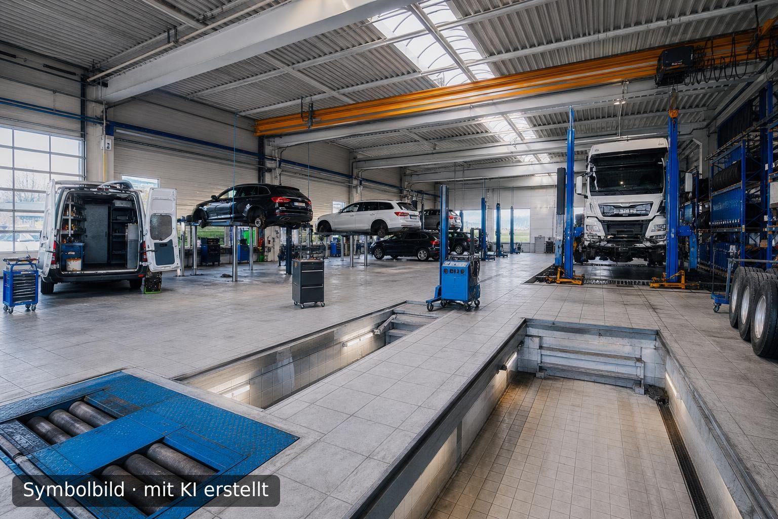 Etablierte Kfz-Werkstatt für Pkw und Lkw im Münsterland zur Nachfolge Symbolbild – mit KI erstellt