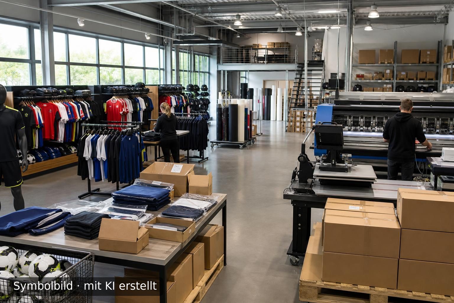 Etablierter Teamsport-Spezialist mit Textilveredelung und E-Commerce in NRW zu verkaufen Symbolbild – mit KI erstellt