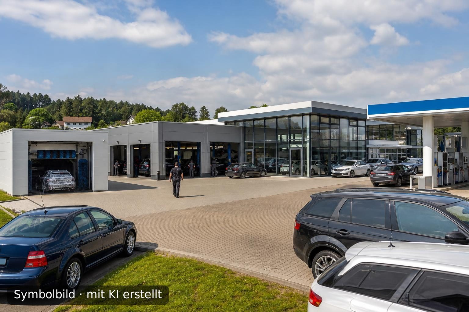 Etabliertes Autohaus mit Werkstatt und Tankstelle im Lahn-Dill-Kreis zu verkaufen Symbolbild – mit KI erstellt