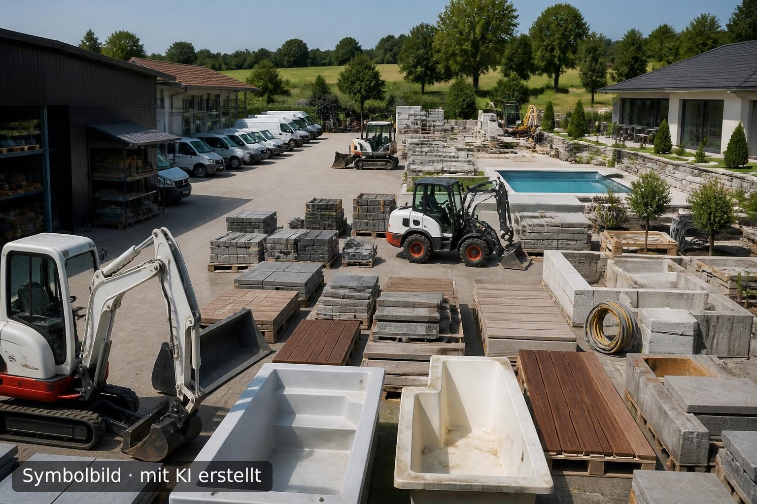 Etabliertes Garten- und Poolbauunternehmen in Bayern zu verkaufen Symbolbild – mit KI erstellt