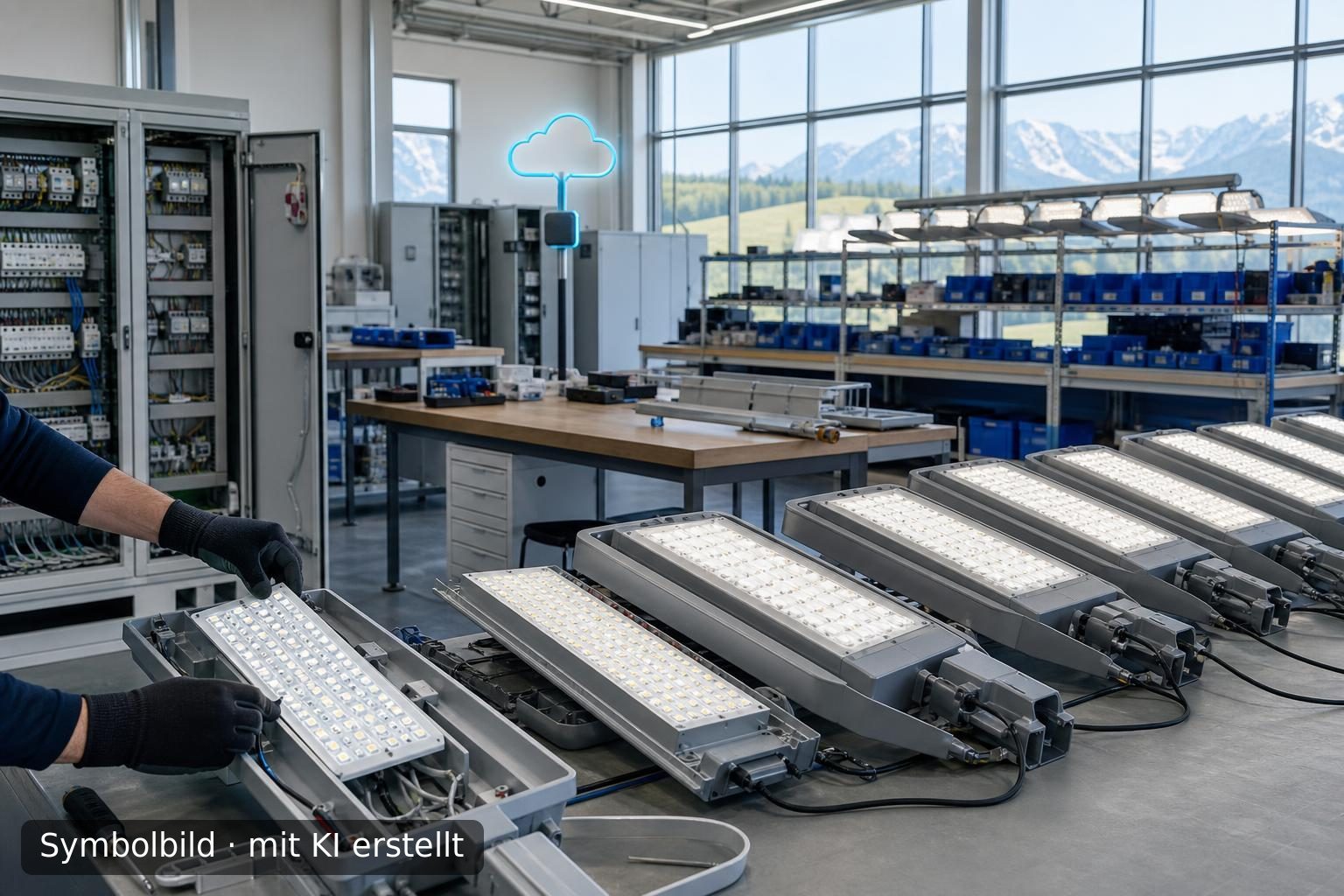 Nachhaltige Smart-Lighting-Technologie und LED-Upgrades in Bayern Symbolbild – mit KI erstellt