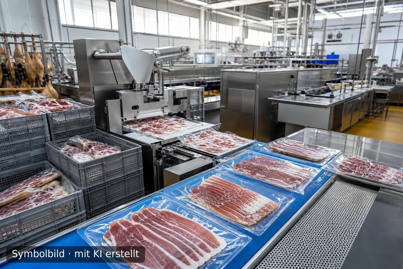 Fleischverarbeitungsbetrieb für Iberico- und Weißschweinprodukte in Madrid Symbolbild – mit KI erstellt