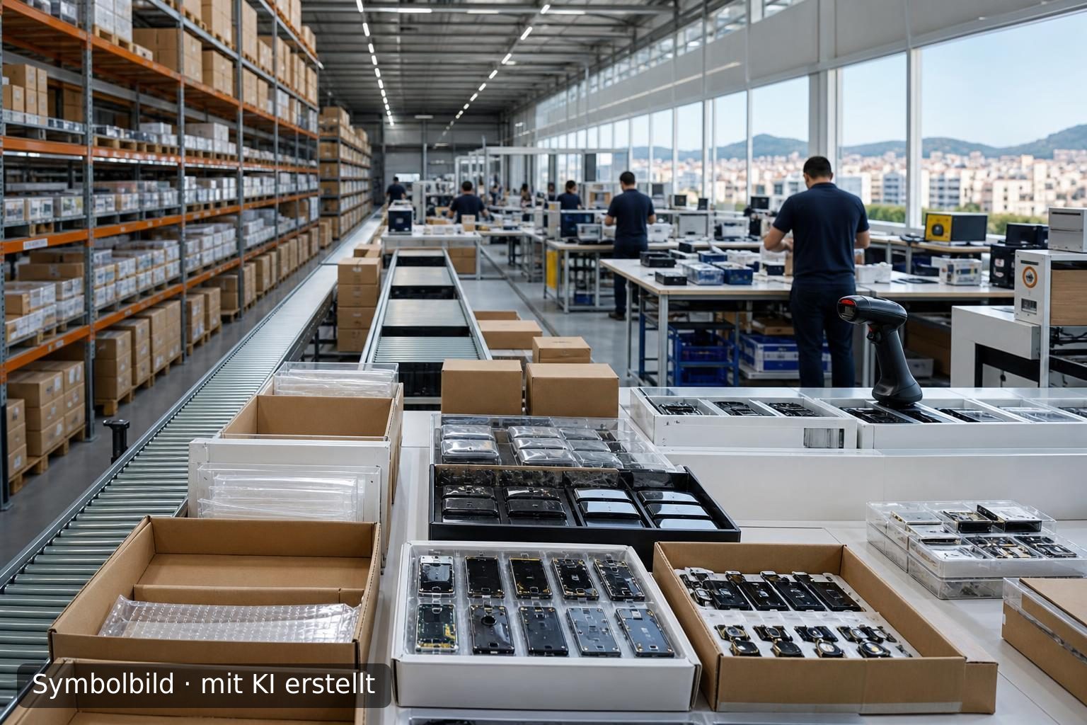 Großhandel für Elektronik-Ersatzteile (Smartphones & Tablets) in Alicante, Spanien Symbolbild – mit KI erstellt