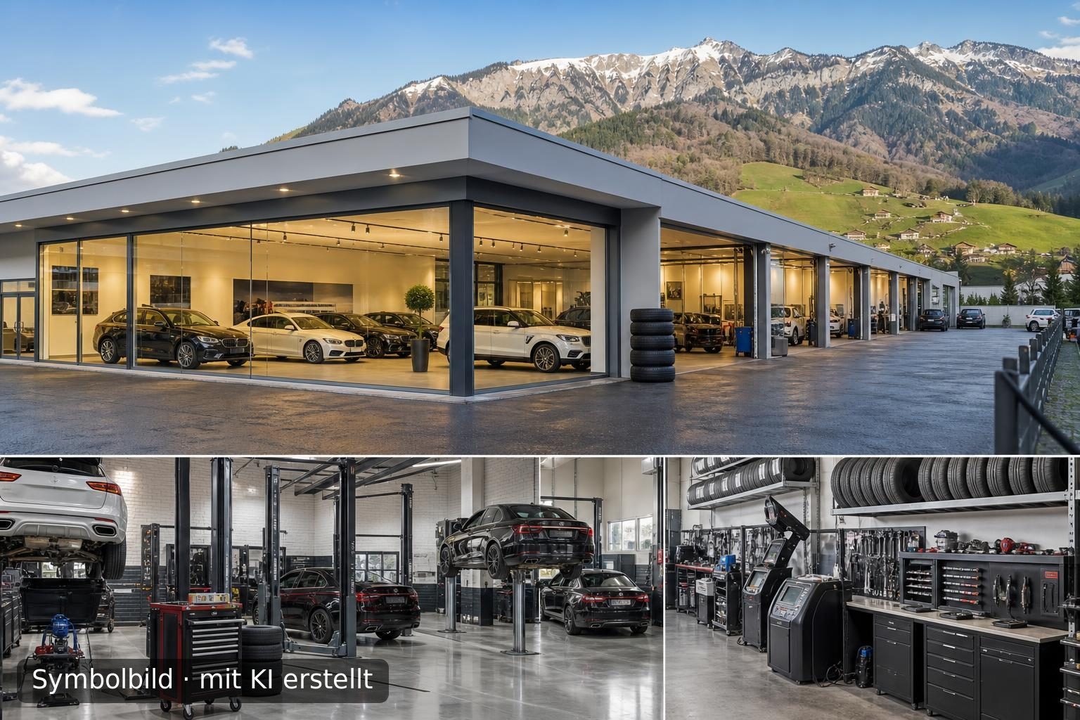 Etablierte Garage mit 4 Markenvertretungen in der Zentralschweiz zu verkaufen Symbolbild – mit KI erstellt