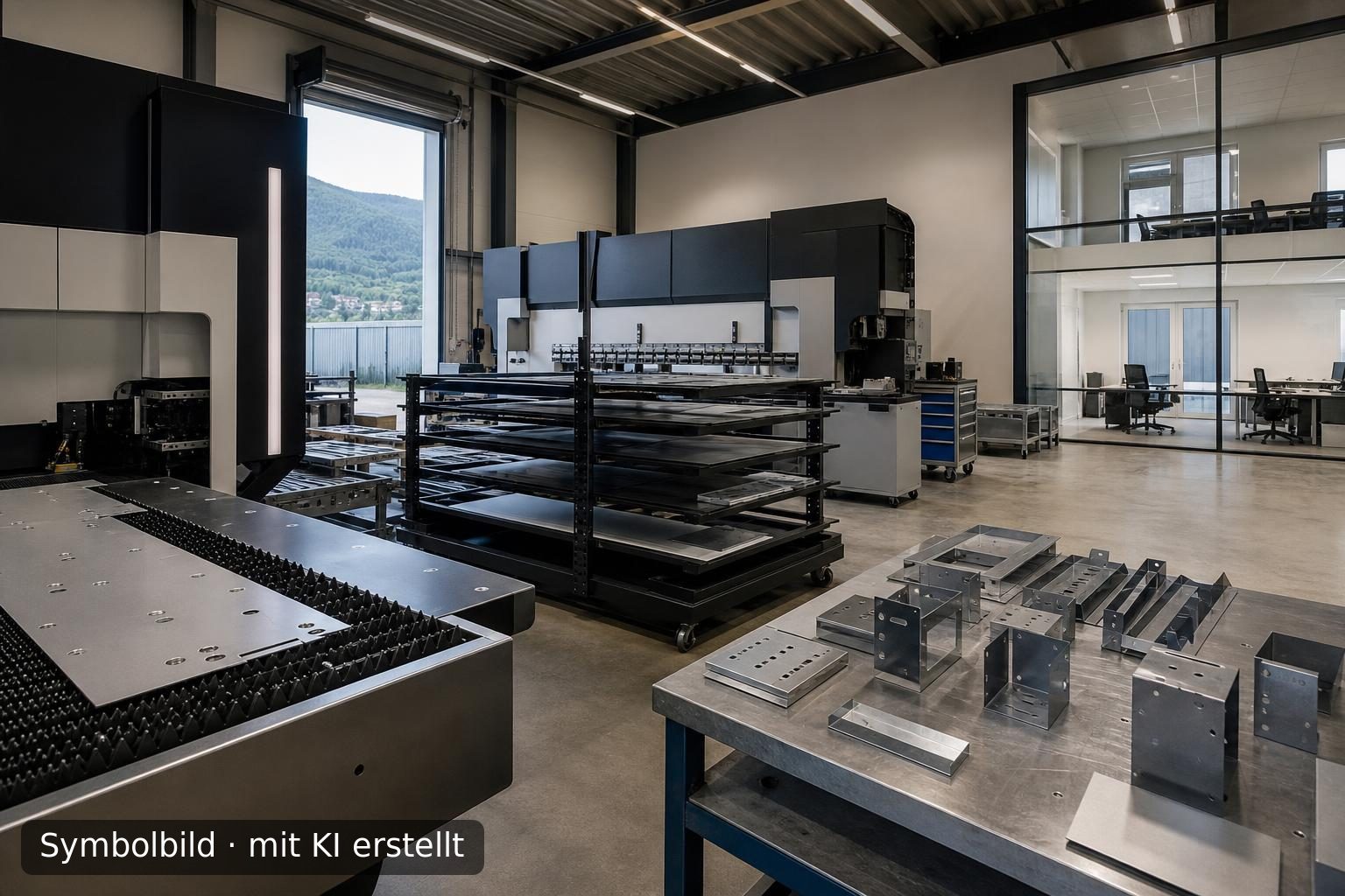 Etabliertes Metallbauunternehmen mit Fokus auf Blechbearbeitung im Tessin Symbolbild – mit KI erstellt
