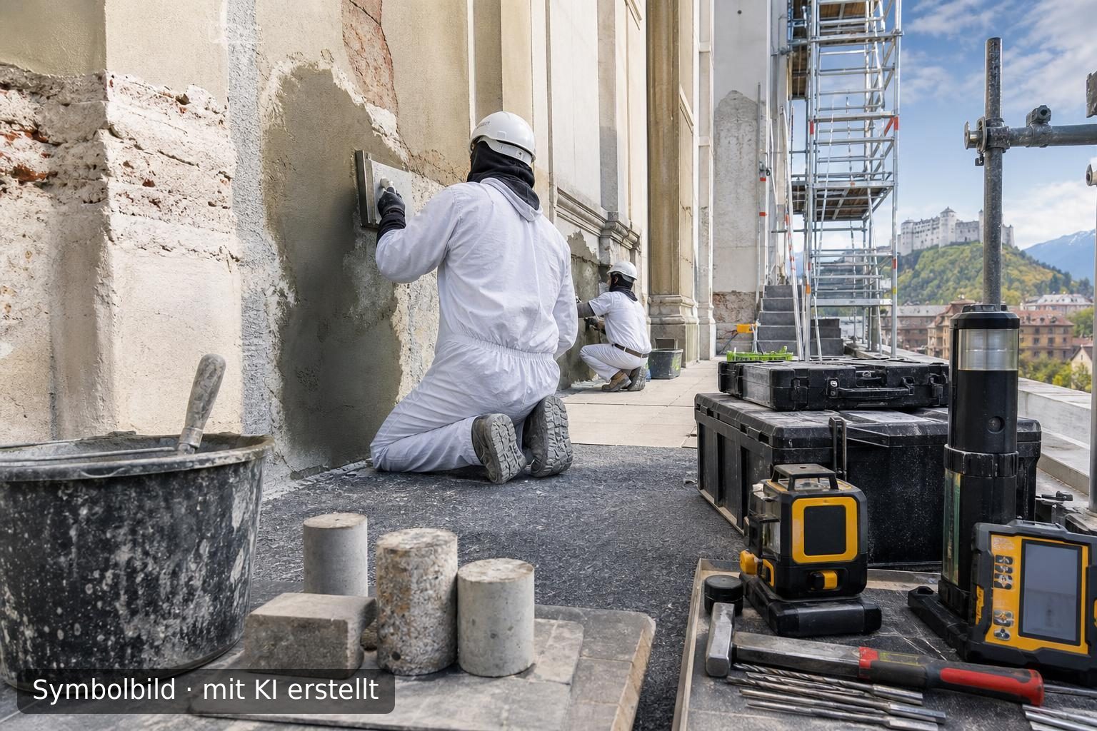 Spezialdienstleister für Gebäudeschutz und Bauwerkinstandhaltung in Salzburg Symbolbild – mit KI erstellt