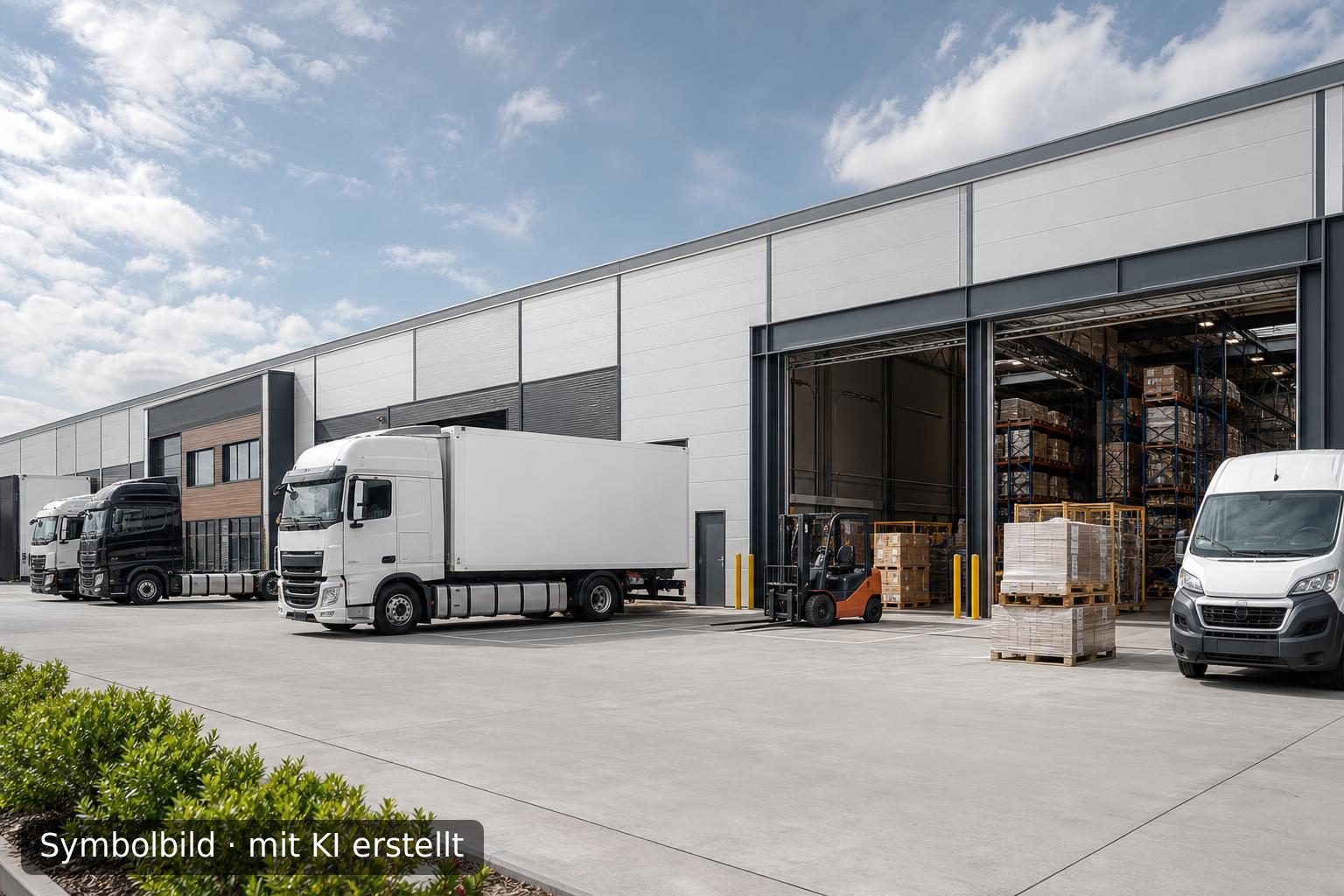 Etablierter Logistikdienstleister mit eigenem Fuhrpark und Lager in Nordrhein-Westfalen Symbolbild – mit KI erstellt