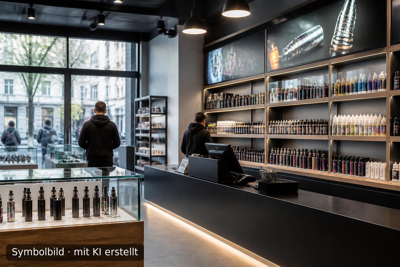 Einzelhandel für E-Zigaretten in Hamburg zum Verkauf Symbolbild – mit KI erstellt