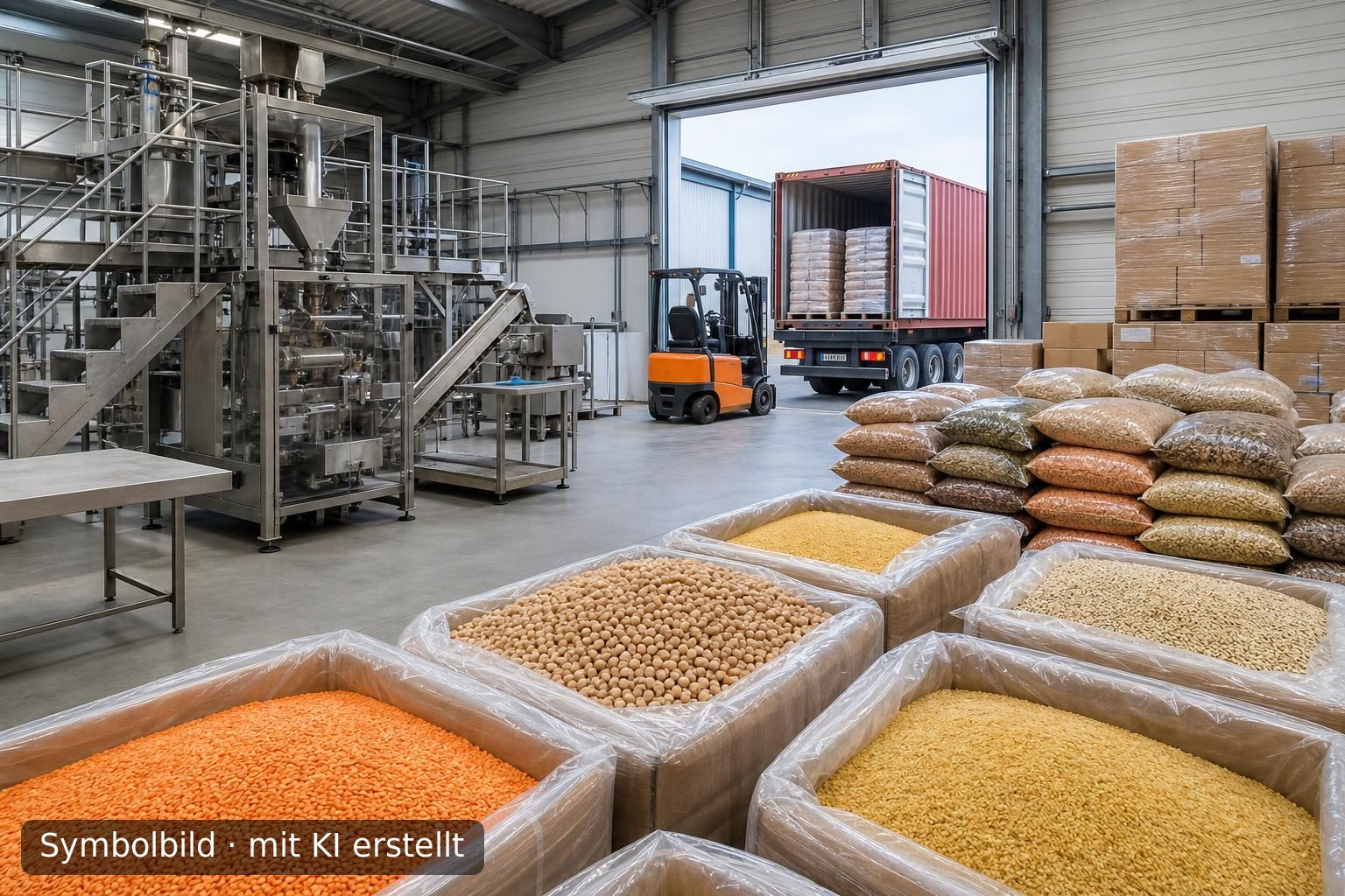 Traditionsreicher Lebensmittelgroßhandel für Hülsenfrüchte und Getreide in West-Niederland Symbolbild – mit KI erstellt