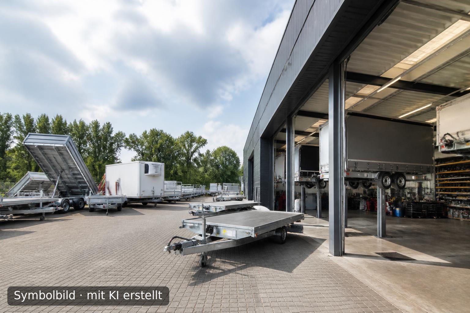 Spezialisierter Fachbetrieb für Anhänger in Nord-Niederlande zum Verkauf Symbolbild – mit KI erstellt