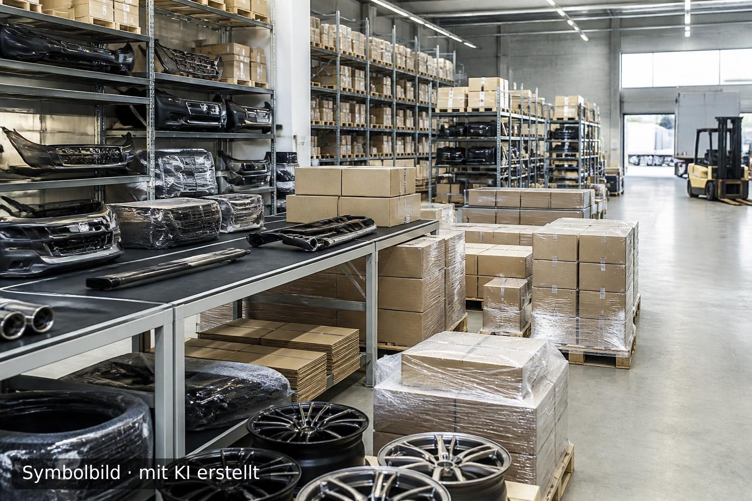 Internationaler Großhandel für zertifiziertes Autozubehör – Standortunabhängig Symbolbild – mit KI erstellt