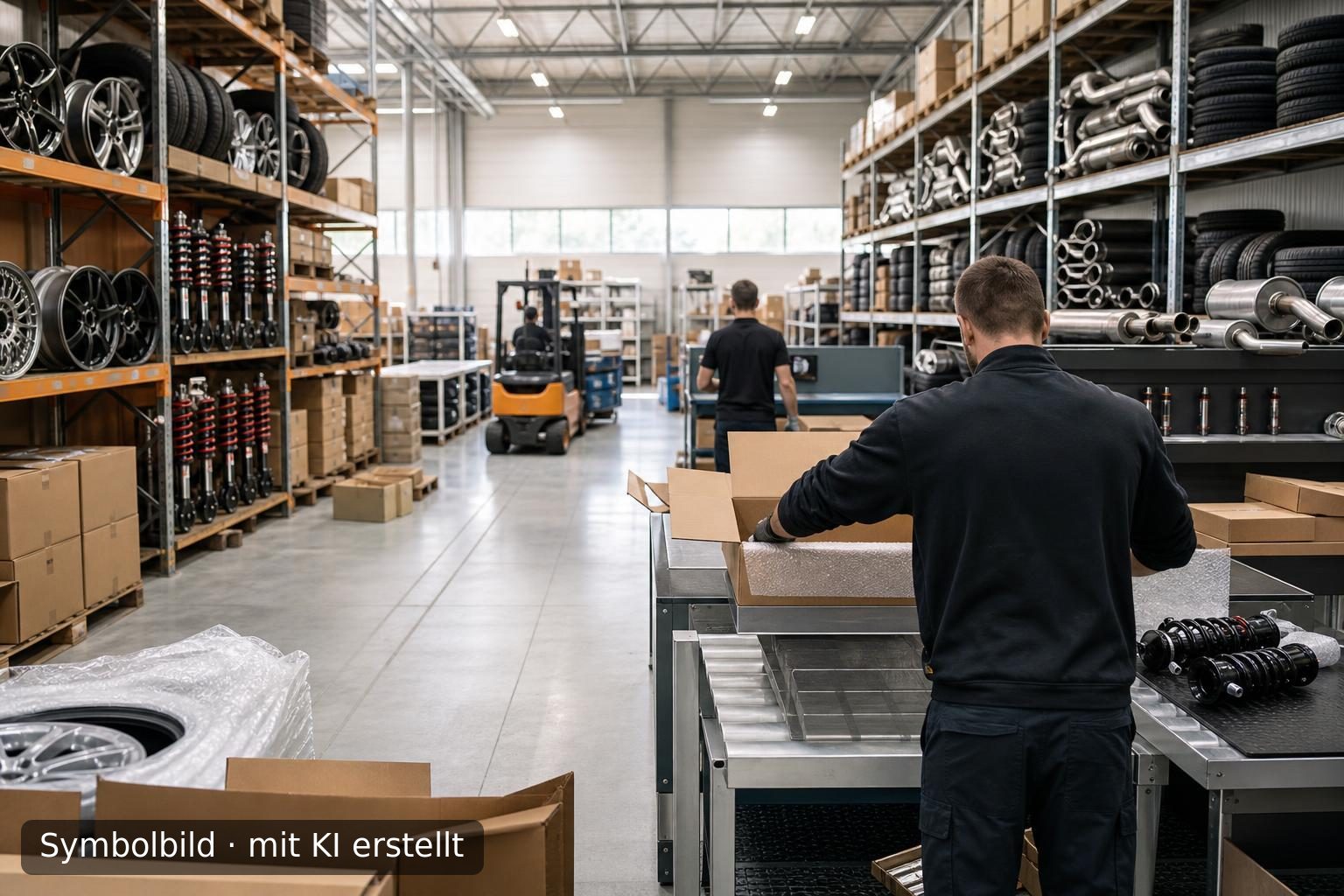 E-Commerce-Handel für Autoteile, Reifen und Tuning zur Nachfolge Symbolbild – mit KI erstellt