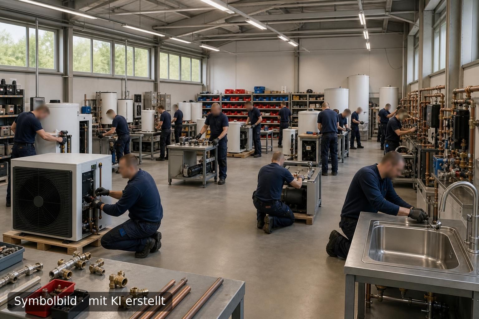 Etablierter Handwerksbetrieb im Bereich Heizung und Sanitär im Raum Stuttgart gesucht Symbolbild – mit KI erstellt