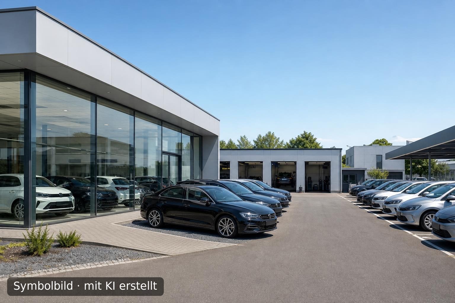 Etabliertes Autohaus mit Markenvertretung und Autovermietung in Deutschland Symbolbild – mit KI erstellt